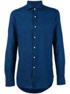 Fay Woven Pattern Shirt, Men's, Size: 41, Blue, Cotton/linen/flax