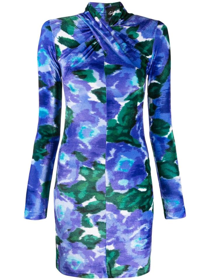 Richard Quinn Watercolour Print Mini Dress - Blue