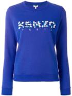 Kenzo Floral Logo Embroidered Sweatshirt - Blue