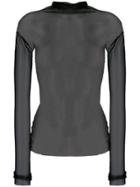 Parlor Long-sleeved Sheer Top - Black