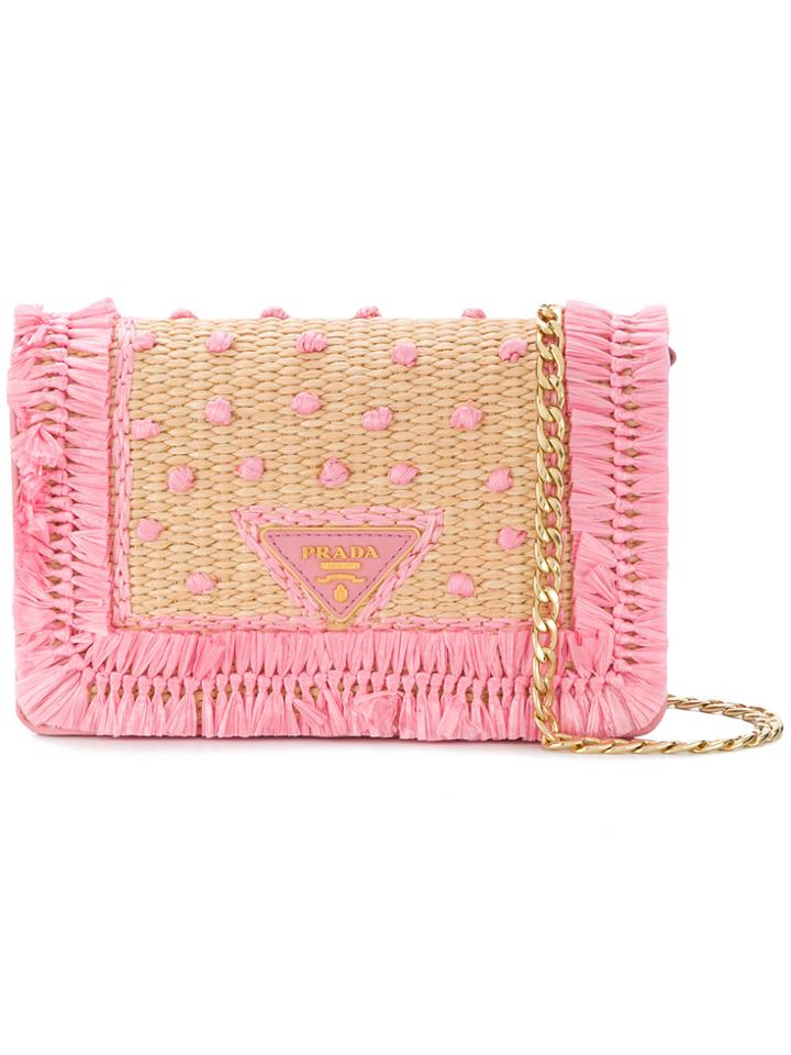 Prada Woven Shoulder Bag - Pink & Purple