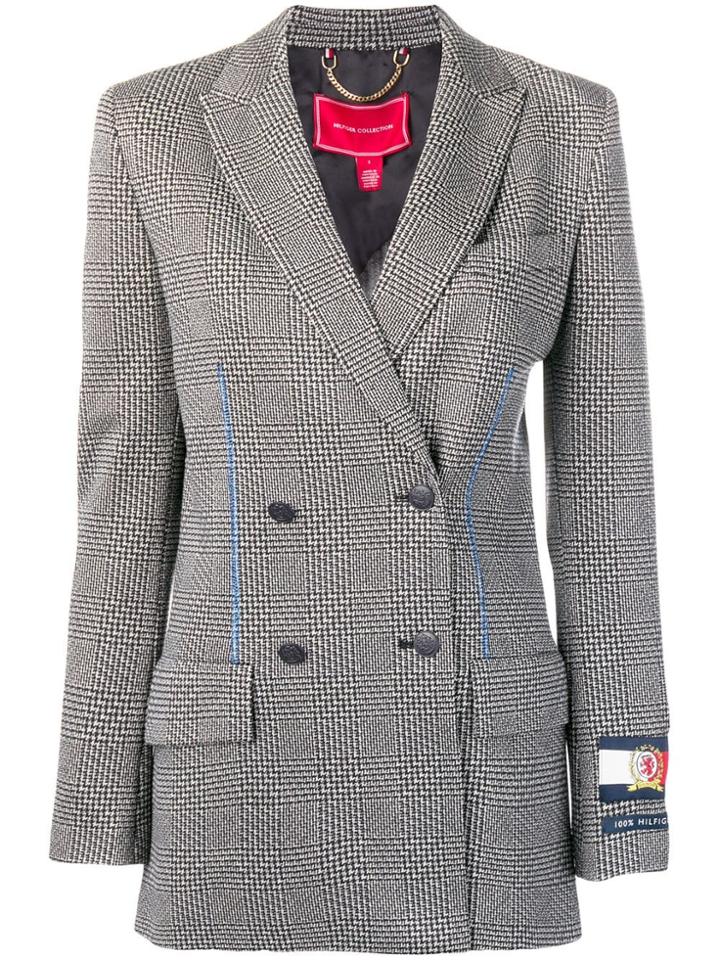 Hilfiger Collection Double-breasted Checked Blazer - Grey