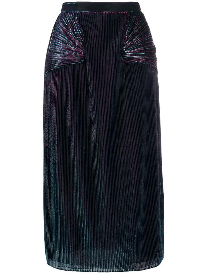 Marco De Vincenzo Metallic Sheen Pleated Skirt - Blue