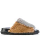 Marni Fur Sliders - Black