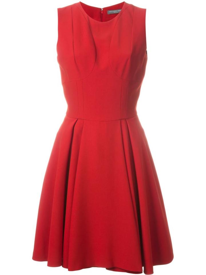 Alexander Mcqueen Pleated A-line Dress, Women's, Size: 40, Red, Silk/acetate/viscose