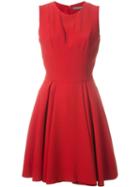 Alexander Mcqueen Pleated A-line Dress, Women's, Size: 40, Red, Silk/acetate/viscose