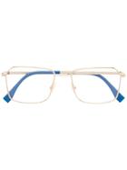 Fendi Eyewear Rectangle Frame Glasses - Gold