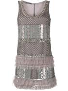 Alberta Ferretti Ruffled Metal-embellished Dress - Grey