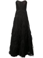 Marchesa Notte Strapless Tulle Gown - Black
