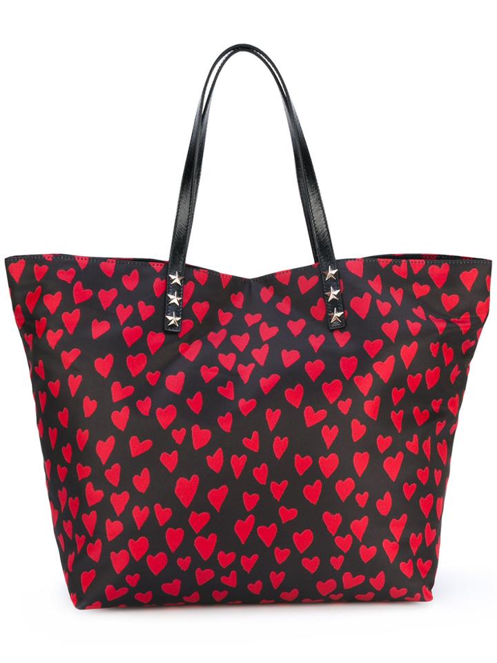 Red Valentino Heart Print Shopping Bag - Black