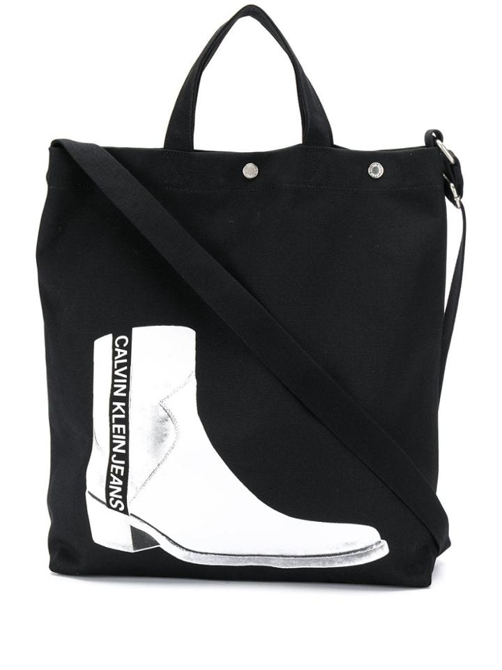 Calvin Klein Logo Top-handle Tote - Black