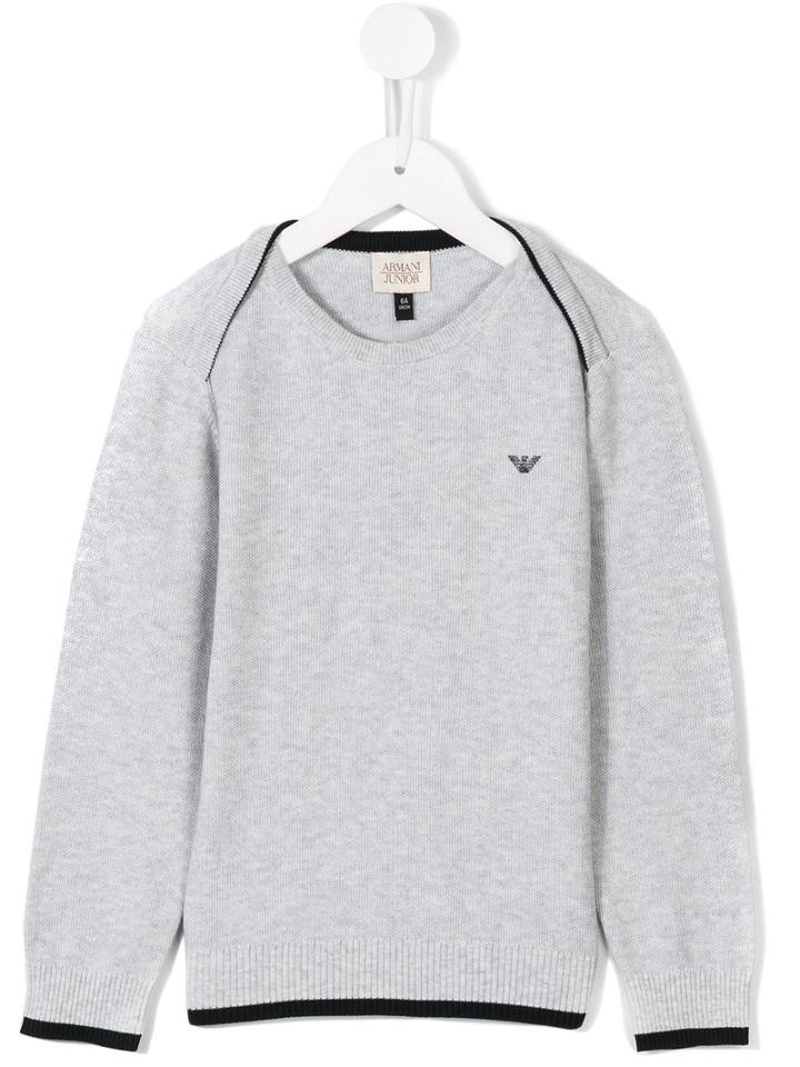 Armani Junior Crew Neck Jumper, Boy's, Size: 7 Yrs, Grey