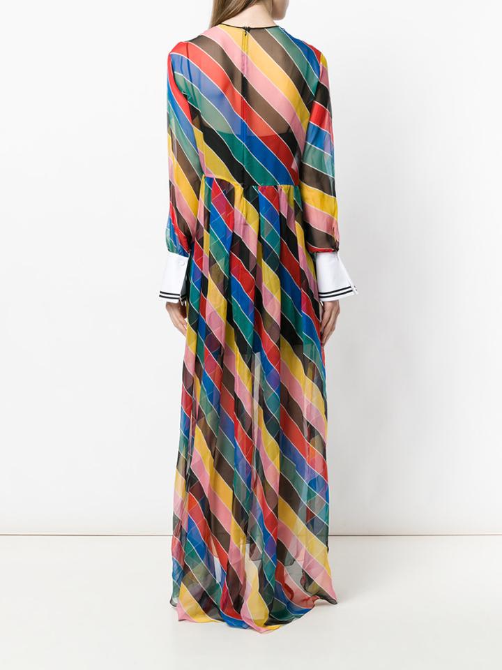 Philosophy Di Lorenzo Serafini Cuff Detail Striped Maxi Dress -