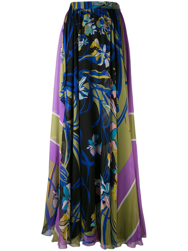 Emilio Pucci - Floral Print Pleated Skirt - Women - Silk - 40, Silk