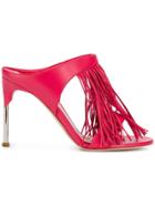 Alexander Mcqueen Pin Heel Fringe Sandals - Pink