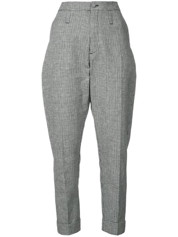 Hope Checked Cropped Trousers - Black