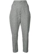 Hope Checked Cropped Trousers - Black