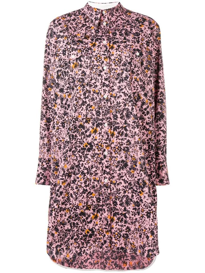 Calvin Klein Floral Print Shirt Dress - Pink