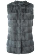 Liska Hooded Mink Fur Gilet, Women's, Size: Large, Grey, Mink Fur
