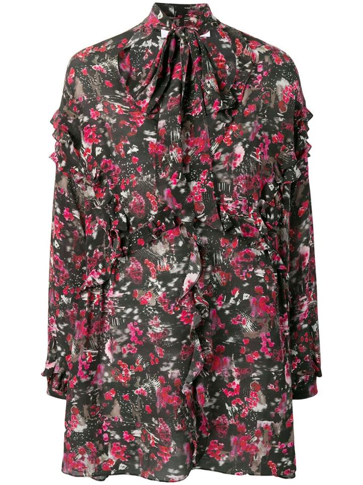 Iro Patterned Ruffle Dress - Black