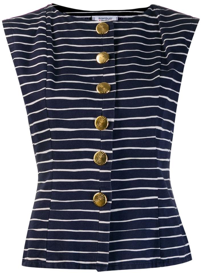 Yves Saint Laurent Pre-owned 1980's Striped Sleeveless Top - Blue