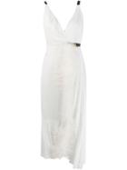 Prada Feather Trim Midi Dress - White