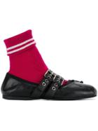 Miu Miu Sock Embellished Ballerina Flats - Black