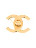Chanel Vintage Turn-lock Cc Brooch - Gold