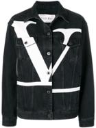 Valentino Deconstructed Go Logo Denim Jacket - Black
