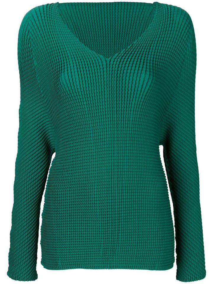 Issey Miyake Cauliflower V-neck Blouse - Green