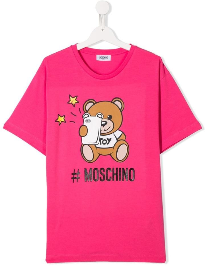 Moschino Kids Logo Bear Print T-shirt - Pink