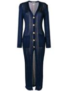 Versace Vintage Long Knitted Coat - Blue