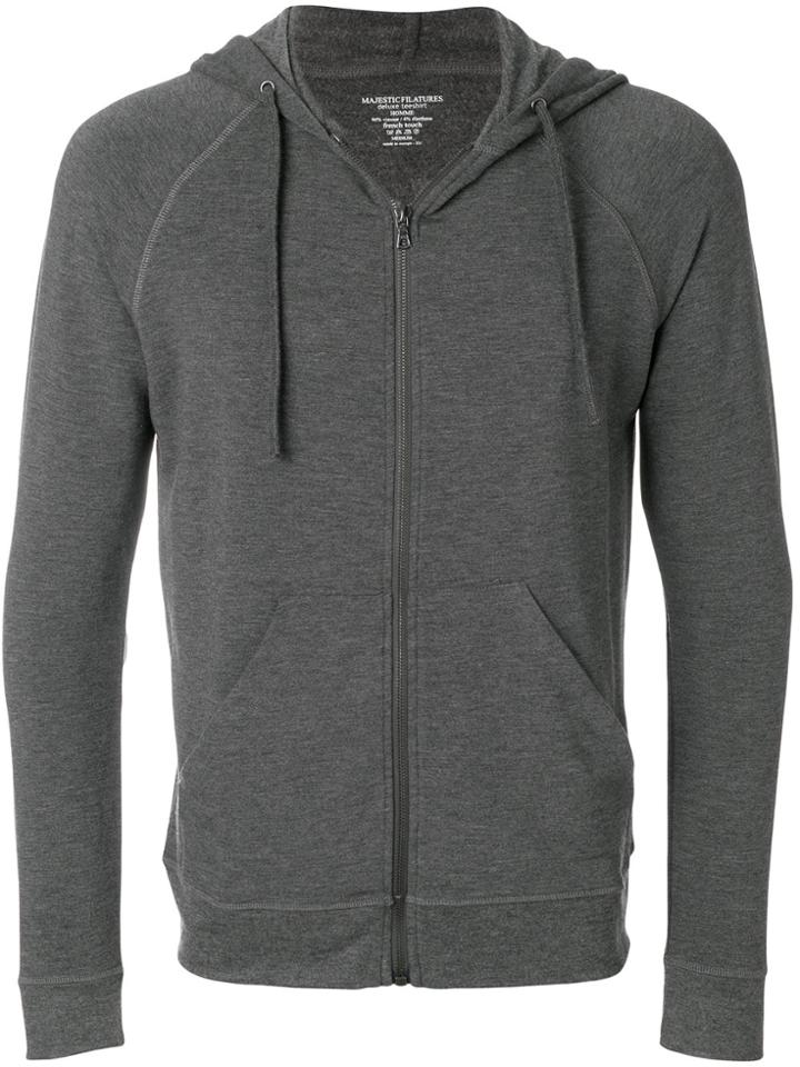 Majestic Filatures Drawstring Zipped Hoodie - Grey