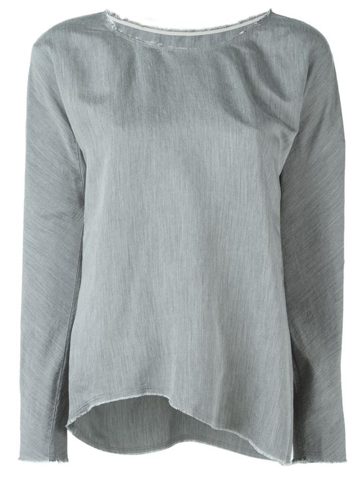 Mm6 Maison Margiela Round Neck Blouse, Women's, Size: 42, Grey, Silk/viscose