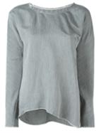 Mm6 Maison Margiela Round Neck Blouse, Women's, Size: 42, Grey, Silk/viscose