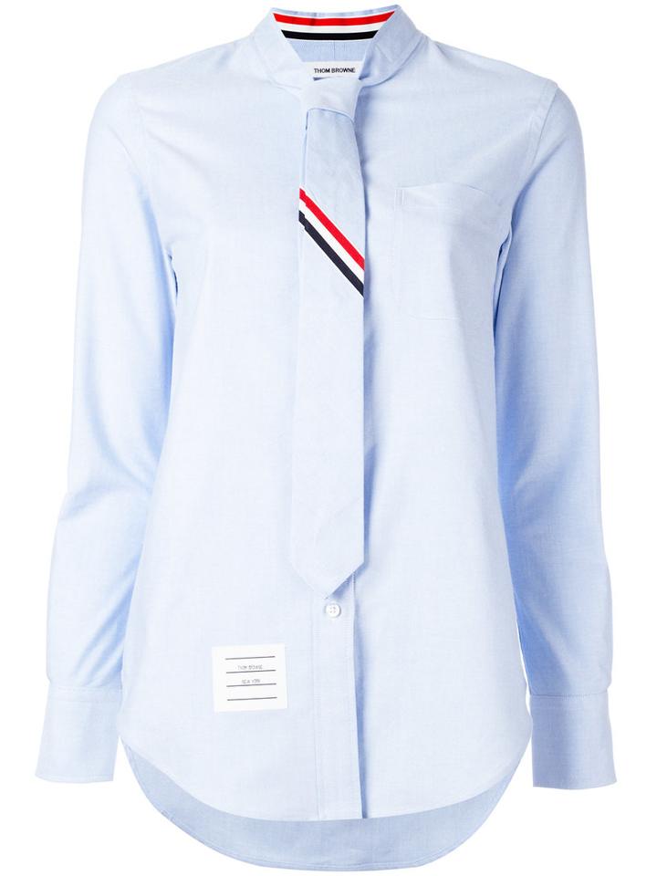 Thom Browne Tie Shirt, Women's, Size: 44, Blue, Cotton