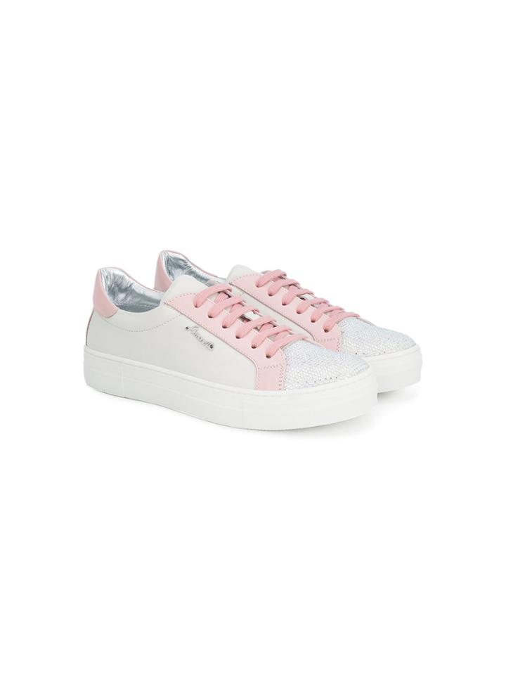 Simonetta Embellished Contrast Panel Sneakers - White