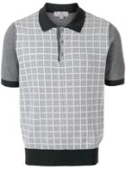 Canali Grid Knit Polo Shirt - Grey