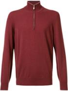Brunello Cucinelli Zipped Neck Jumper, Men's, Size: 50, Red, Cashmere