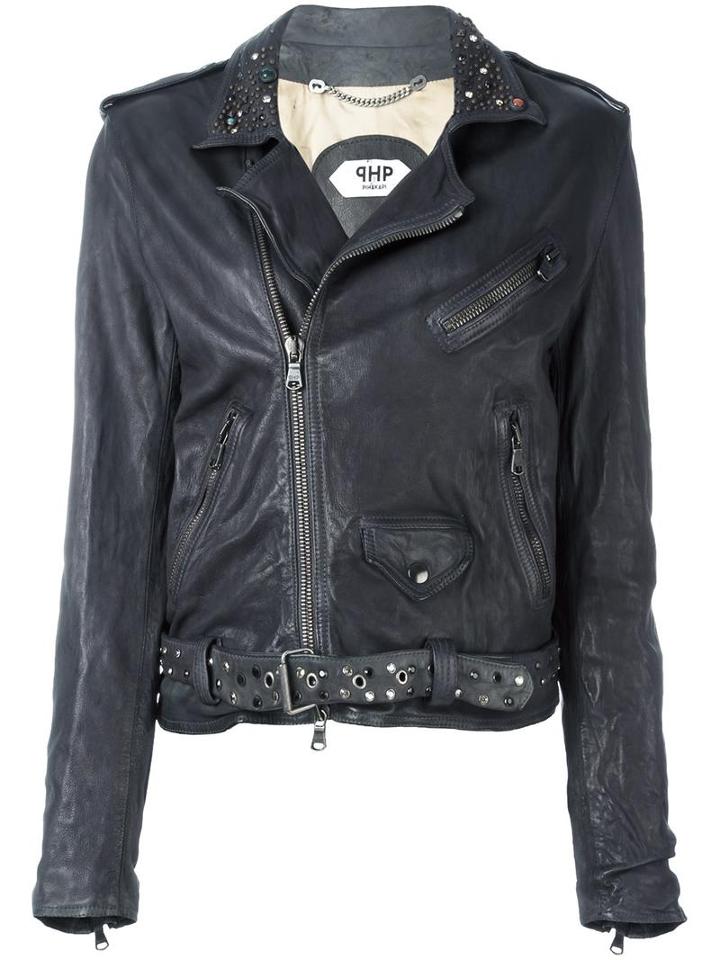 Pihakapi Studded Lapel Biker Jacket, Women's, Size: Xs, Pink/purple, Leather/viscose