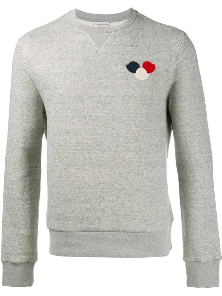 Moncler Logo Crew Neck Sweatshirt, Men's, Size: Medium, Grey, Cotton/lyocell