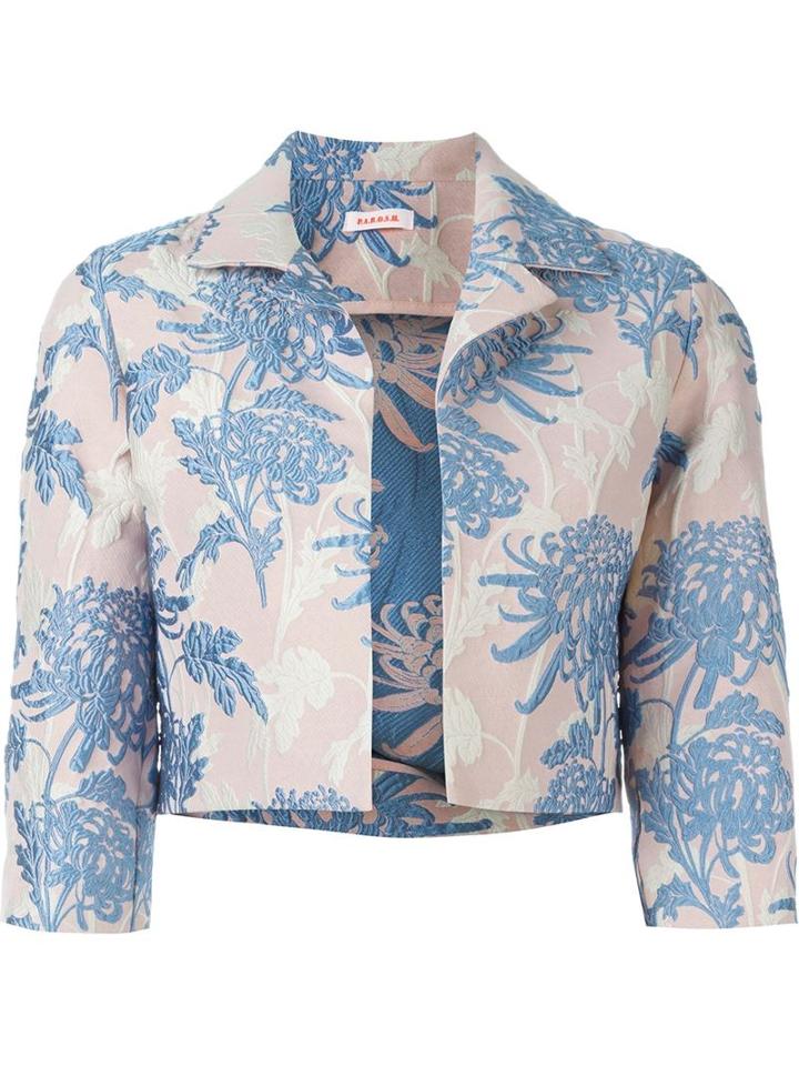 P.a.r.o.s.h. Floral Brocade Cropped Jacket, Women's, Size: Medium, Pink/purple, Polyester/polyamide/silk