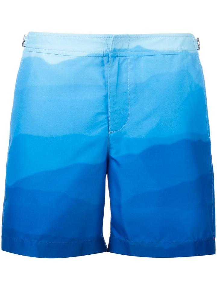 Orlebar Brown Ocean Wave Print Swim Shorts, Men's, Size: 30, Blue, Polyester