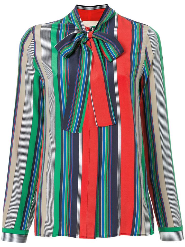 Erika Cavallini Striped Pussy-bow Blouse - Multicolour