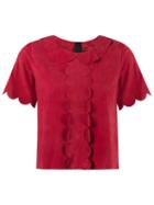 Andrea Bogosian Scalloped Top, Women's, Size: P, Red, Chamois Leather