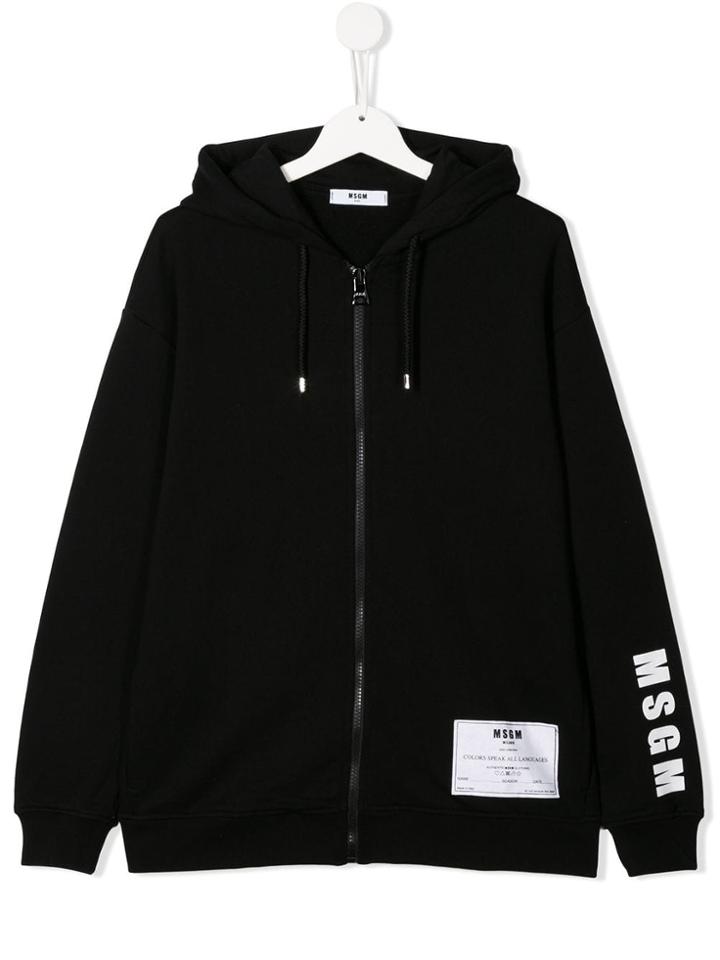 Msgm Kids Teen Zipped Hoodie - Black