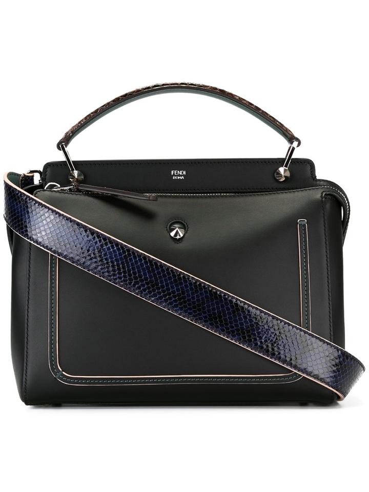 Fendi - Dot Com Tote - Women - Leather/snake Skin - One Size, Black, Leather/snake Skin