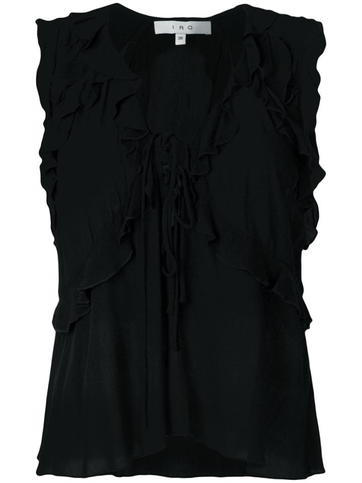 Iro Draped Ruffled Vest Top - Black