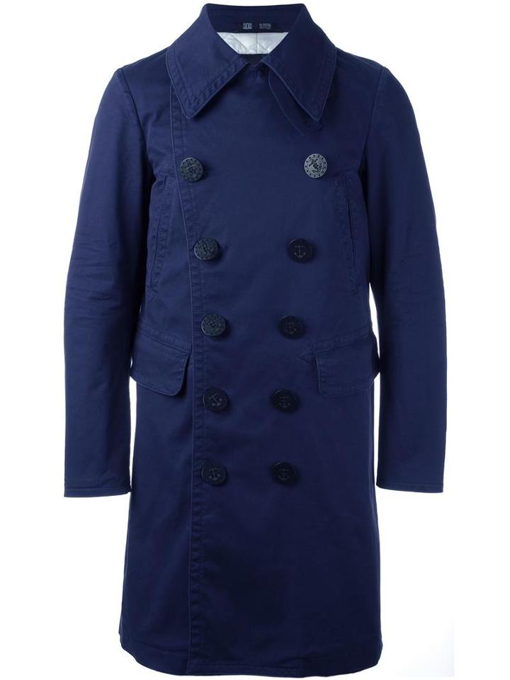 Dsquared2 Long Peacoat, Men's, Size: 52, Blue, Cotton/spandex/elastane/polyester