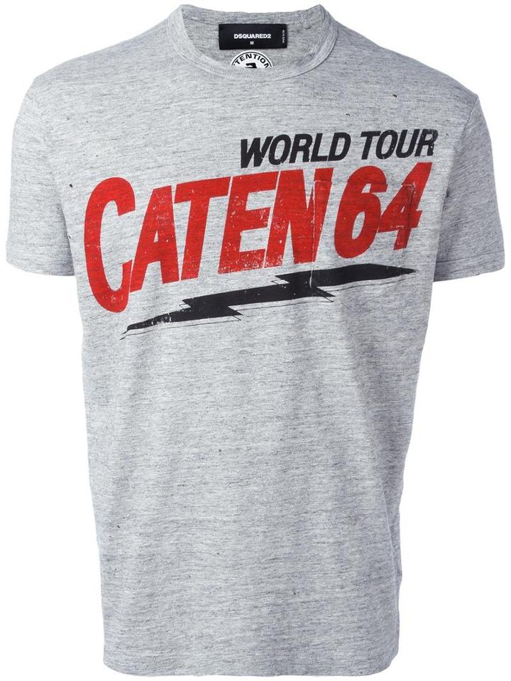 Dsquared2 World Tour T-shirt, Men's, Size: Xxl, Grey, Cotton
